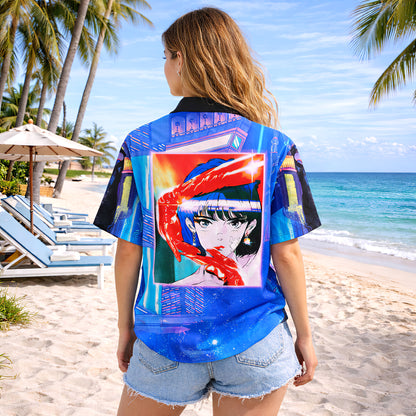 Cyberpunk Anime Neon City Hawaiian Shirt