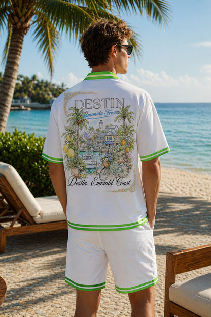 Destin Emerald Coast Hawaiian Shirt & Shorts Set