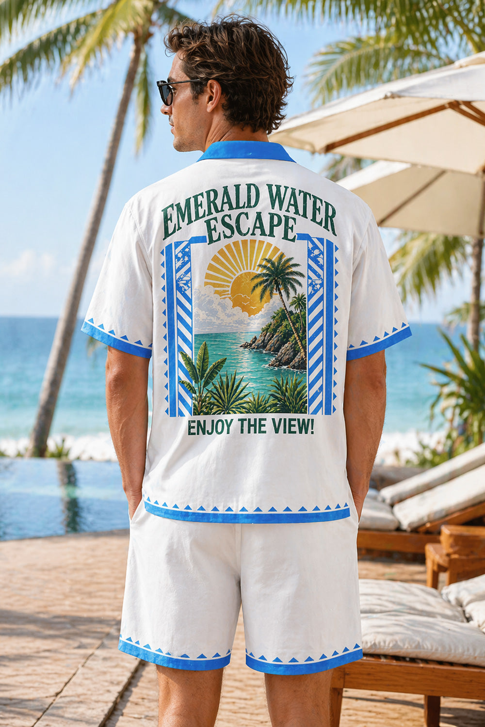 Destin Emerald Water Escape Hawaiian Shirt & Shorts Set