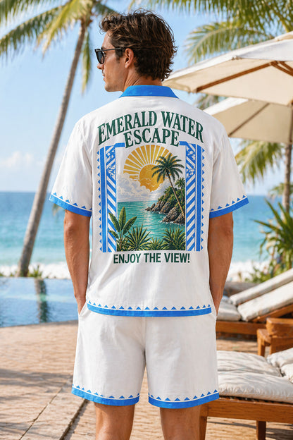 Destin Emerald Water Escape Hawaiian Shirt & Shorts Set