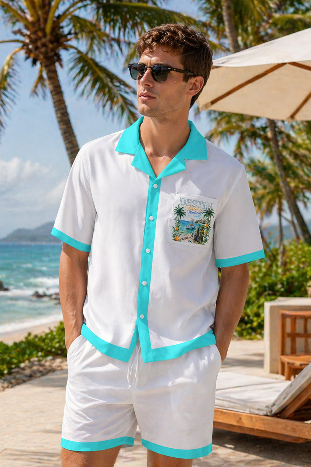 Destin Fishing Weekend Hawaiian Shirt & Shorts Set