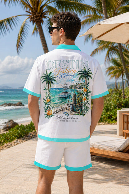 Destin Fishing Weekend Hawaiian Shirt & Shorts Set