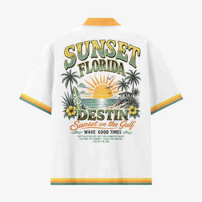 Destin Sunset on the Gulf Hawaiian Shirt & Shorts Set