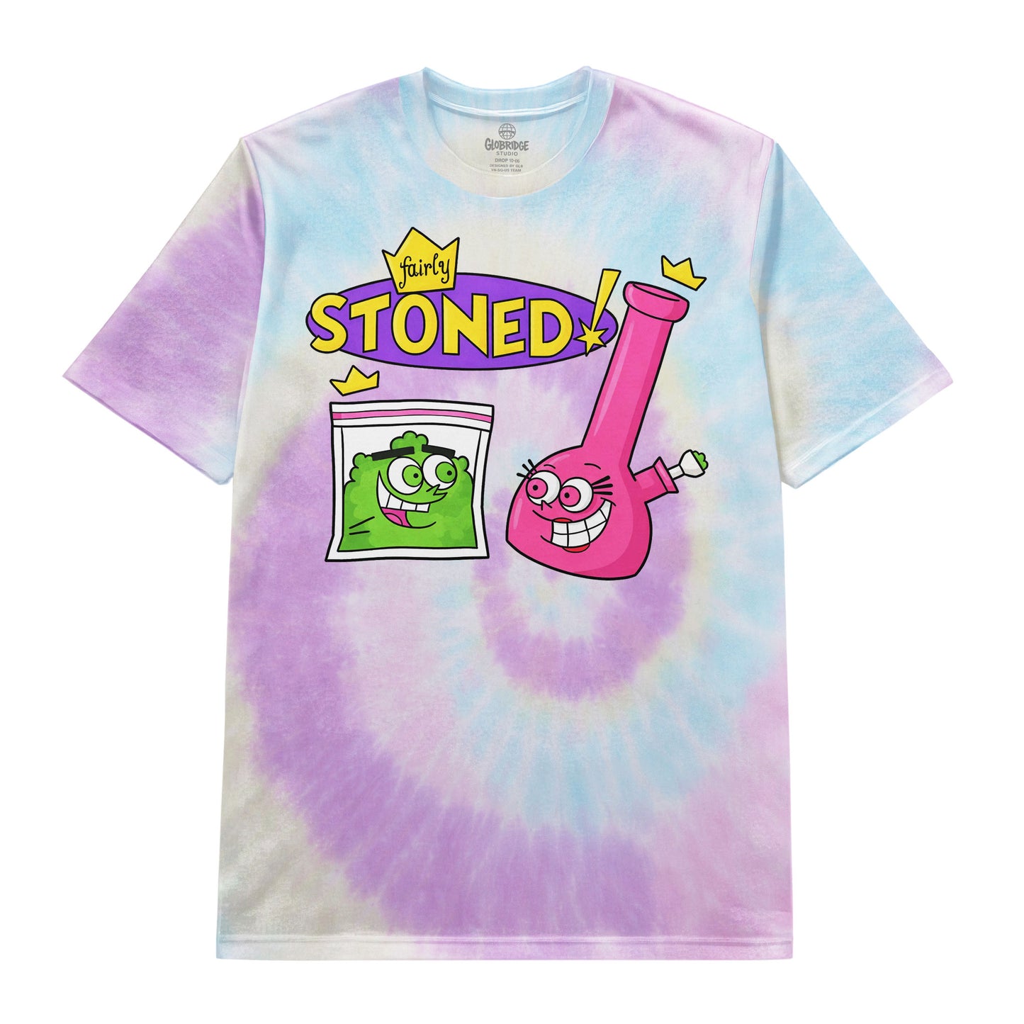 Fairly Stoned Cartoon Tie-Dye Tee