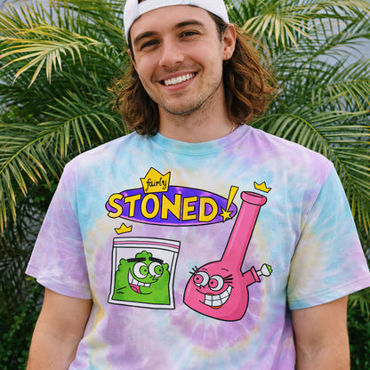 Fairly Stoned Cartoon Tie-Dye Tee