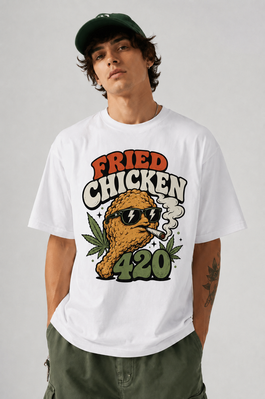 Fried Chicken 420 Stoner Graphic Tee