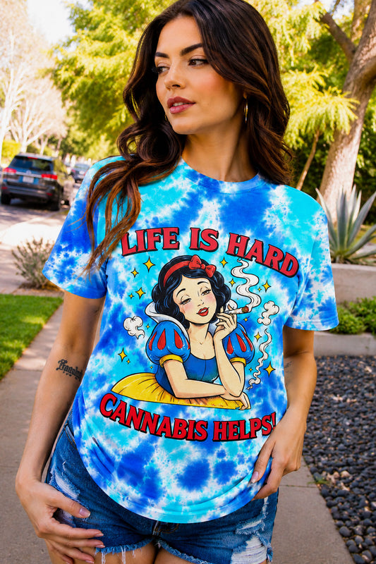 Funny Life Is Hard Stoner Tie Dye Tee