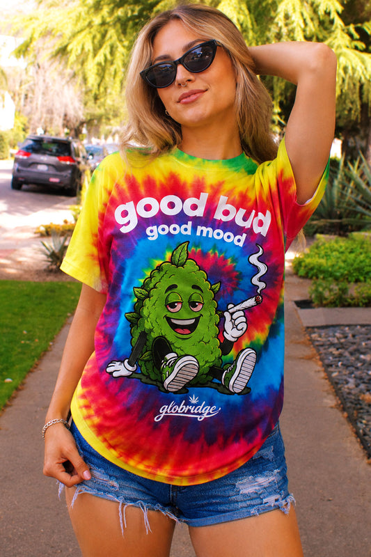 Good Bud Good Mood Stoner 420 Tie-Dye Tee