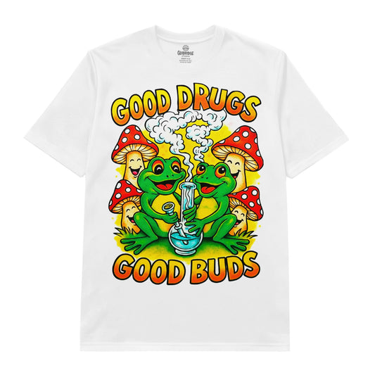Good Drugs Good Buds Psychedelic Frog Tee
