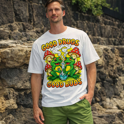 Good Drugs Good Buds Psychedelic Frog Tee