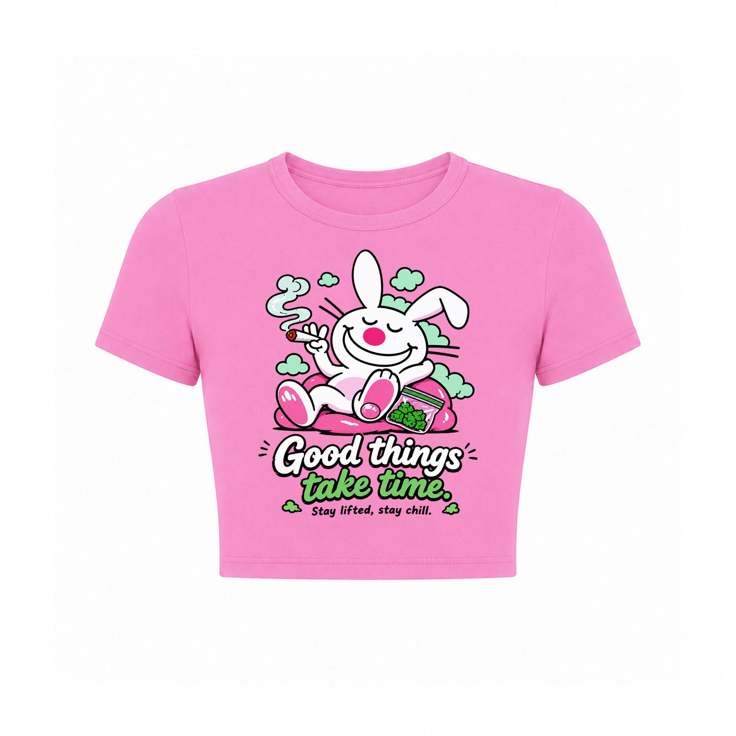 Good Things Take Time Bunny Crop Top