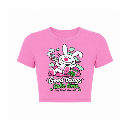 Good Things Take Time Bunny Crop Top