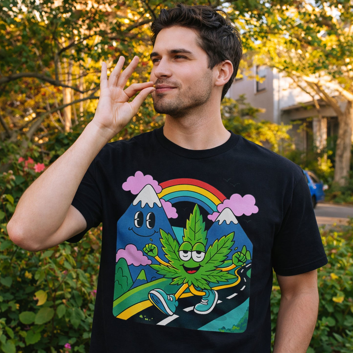 Happy Cannabis Cartoon Graphic Tee
