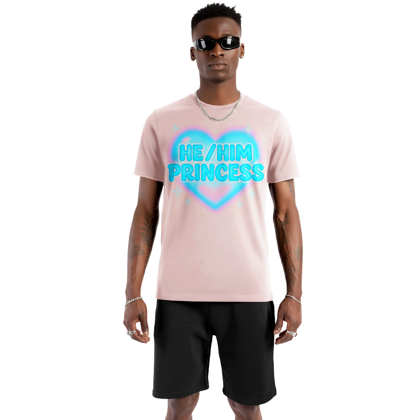 He/Him Princess Pastel Heart Tee