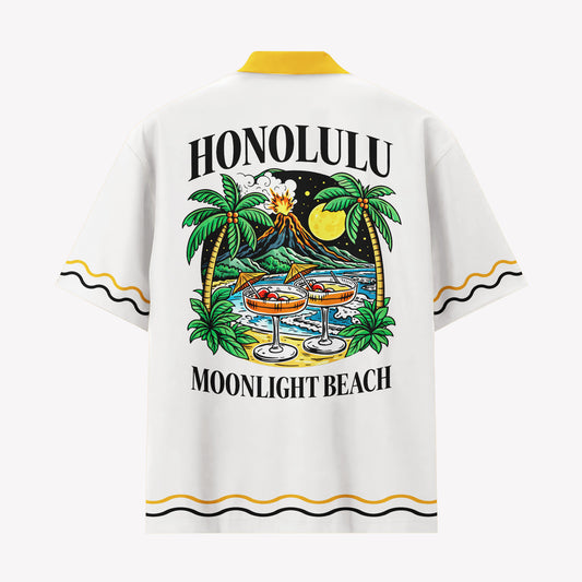 Honolulu Moonlight Beach Hawaiian Shirt & Shorts Set
