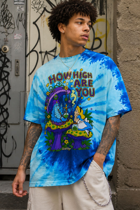 How High Are You Blue Tie Dye Tee