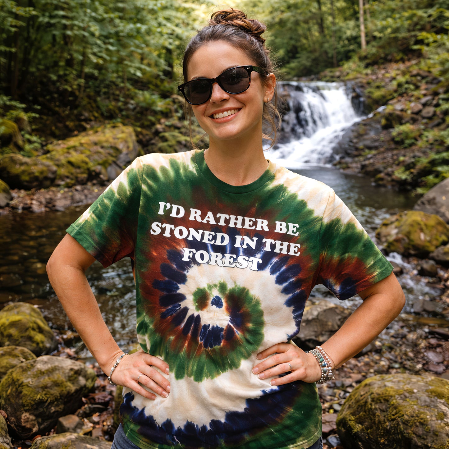 I’d Rather Be Stoned In The Forest Tie-Dye Tee