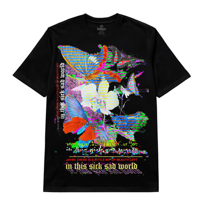 In This Sick Sad World Glitch Butterfly Art Tee