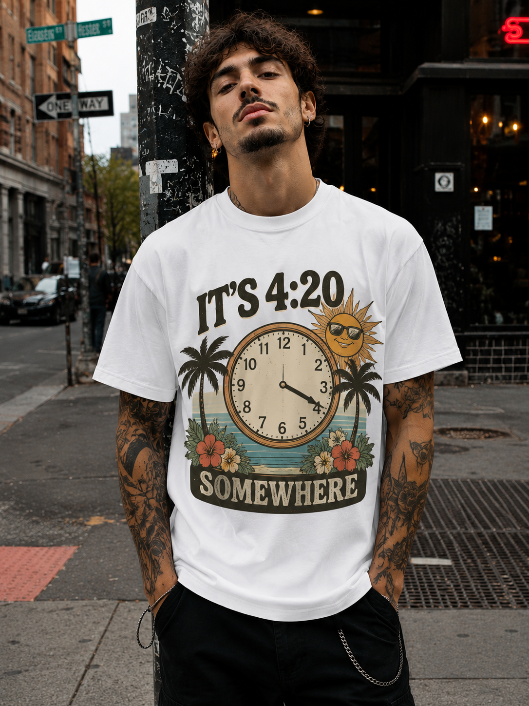 It's 4:20 Somewhere Retro Tropical Stoner Tee
