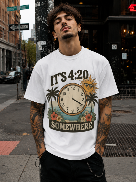 It's 4:20 Somewhere Retro Tropical Stoner Tee