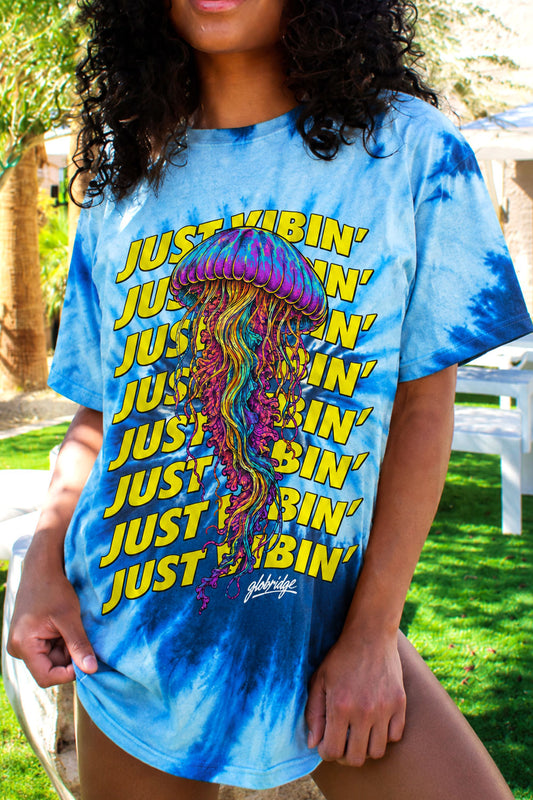 Just Vibin’ Jellyfish Blue Tie Dye Tee