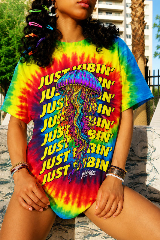Just Vibin’ Jellyfish Tie Dye Tee