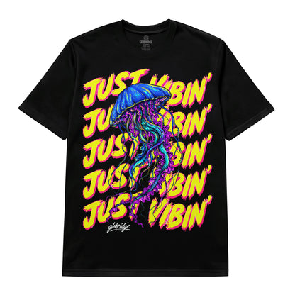 Just Vibin’ Neon Jellyfish Black Tee