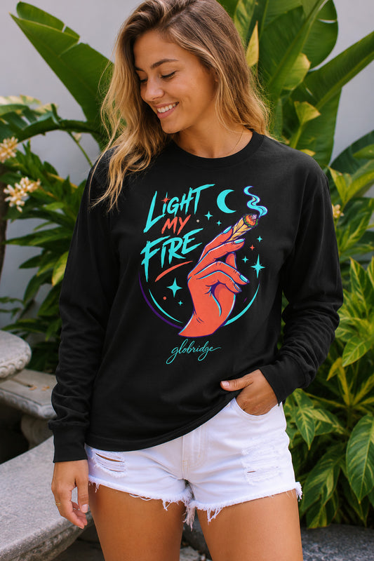 Light My Fire Cannabis Graphic Long Sleeve Shirt