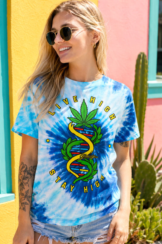 Live High Stay High Blue Tie-Dye Tee