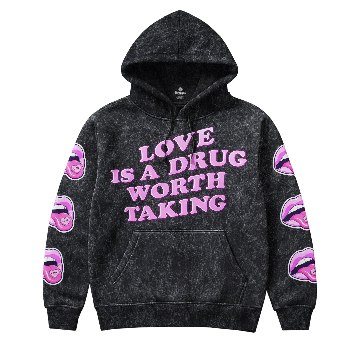 Love Is A Drug Worth Taking Acid Wash Hoodie