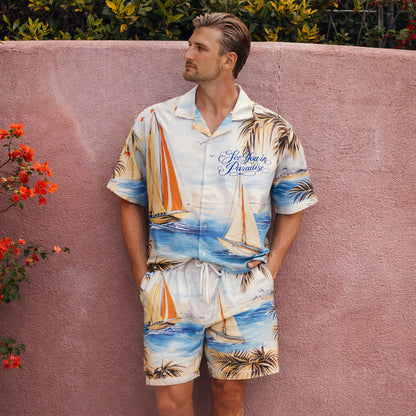 Luxury Coastal Hawaiian Shirt & Shorts Set