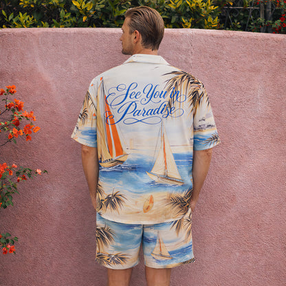 Luxury Coastal Hawaiian Shirt & Shorts Set