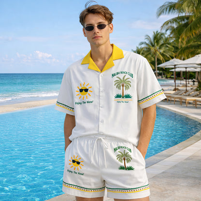 Malibu Beach Club Tropical Hawaiian Shirt & Shorts Set