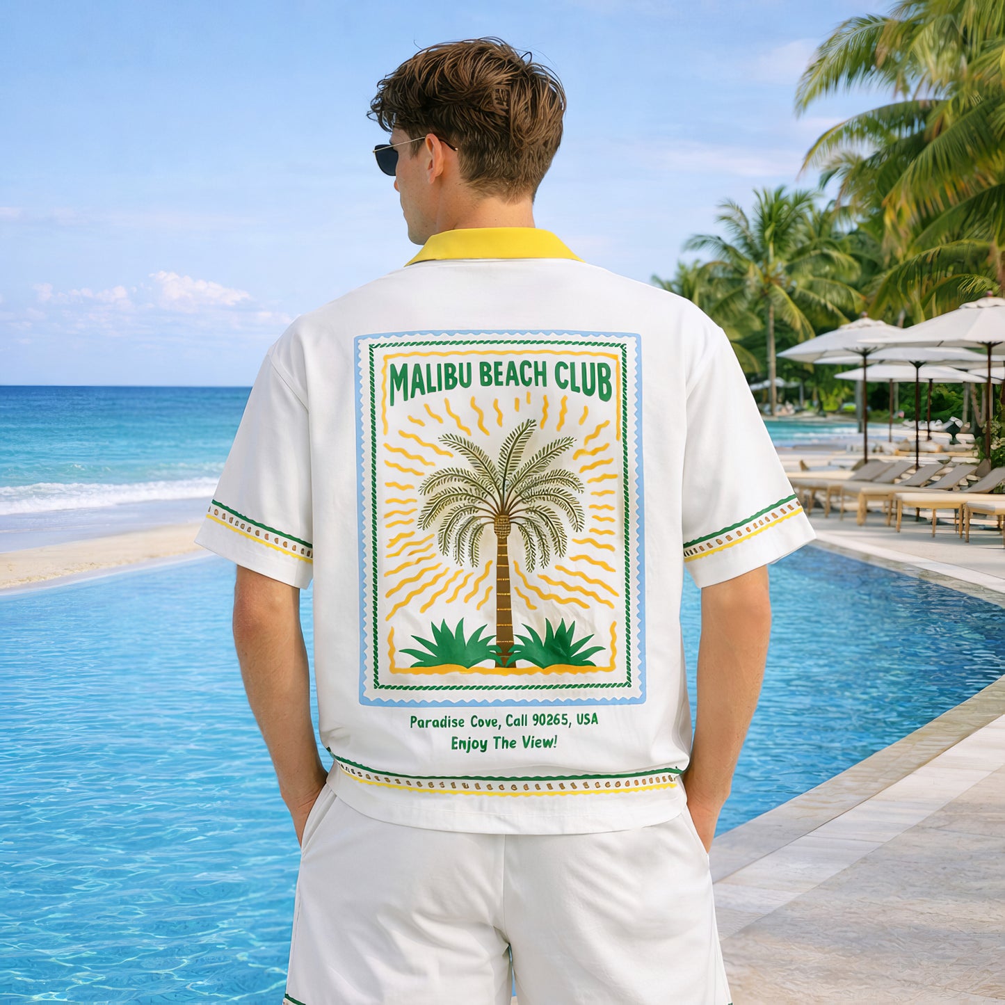 Malibu Beach Club Tropical Hawaiian Shirt & Shorts Set