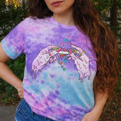 Melting Hands Aesthetic Tie-Dye Tee