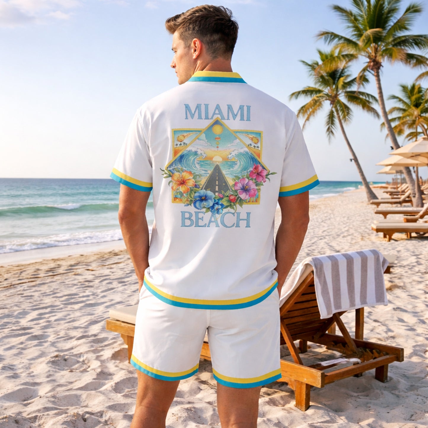 Miami Beach Art Deco Tropics Hawaiian Shirt & Shorts