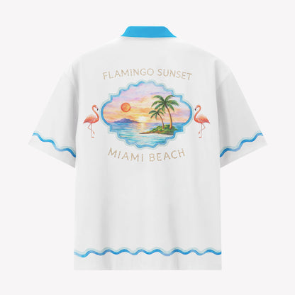 Miami Beach Flamingo Sunset Drive Hawaiian Shirt & Shorts