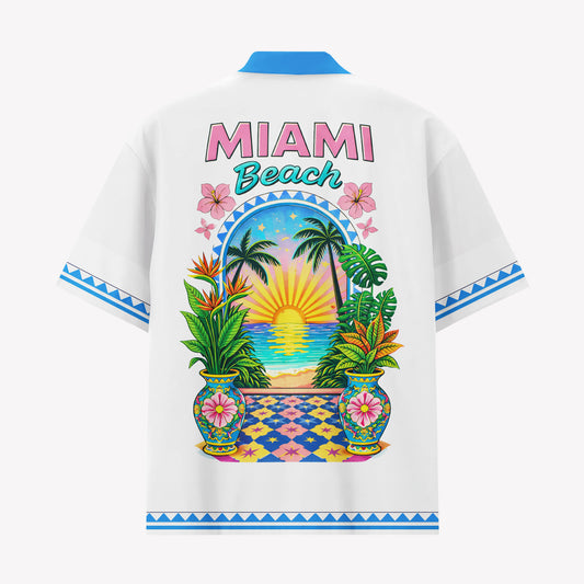 Miami Beach South Beach Neon Nights Hawaiian Shirt & Shorts