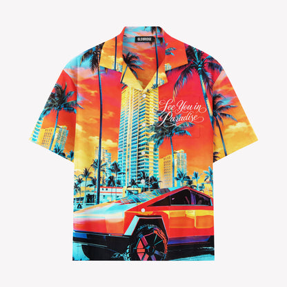 Miami Sunset Hawaiian Shirt & Shorts Set
