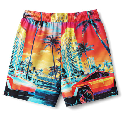 Miami Sunset Hawaiian Shirt & Shorts Set
