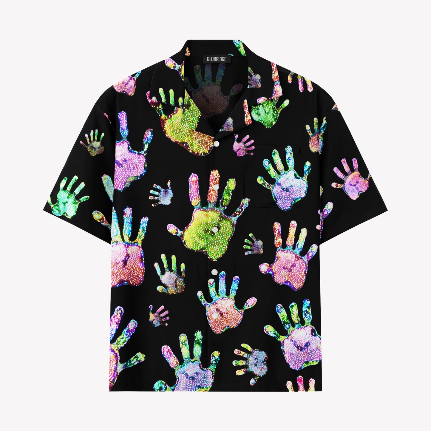 Neon Color Splash Handprint Hawaiian Shirt