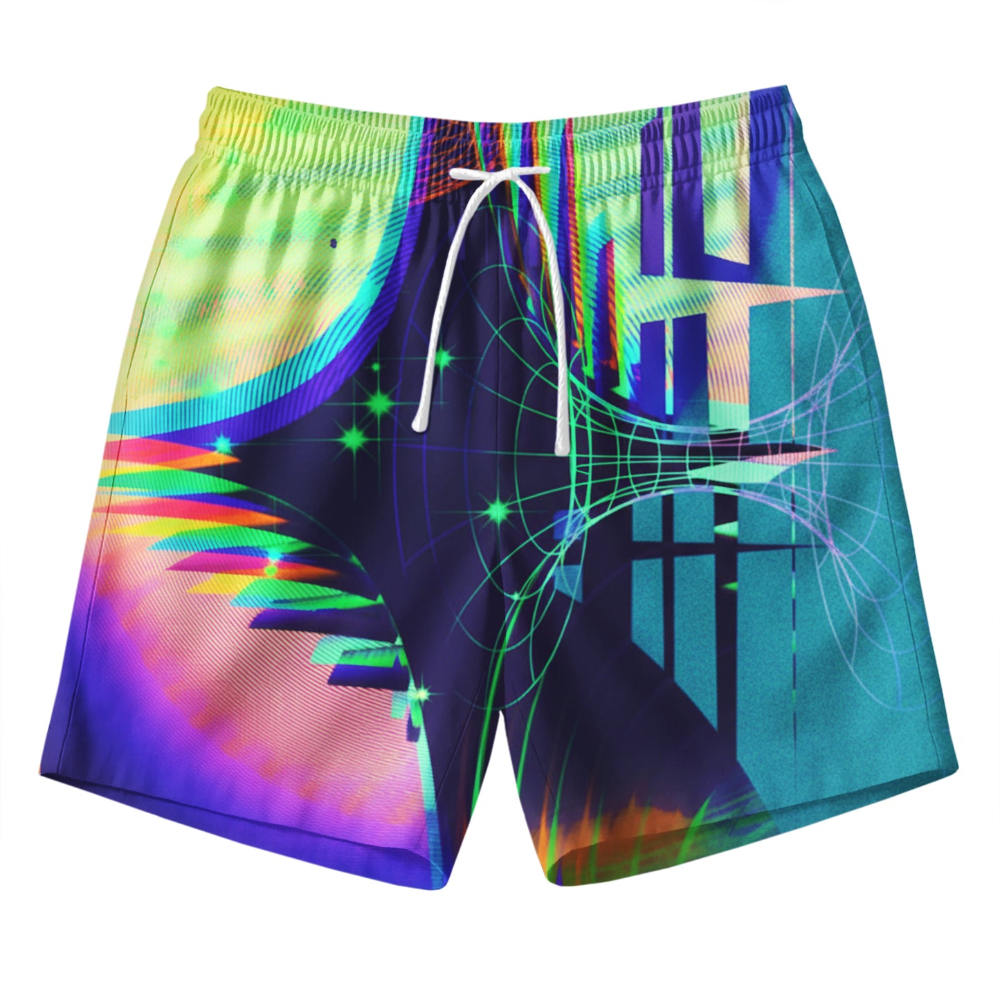 Neon Cosmic Skyline Shirts & Shorts Set