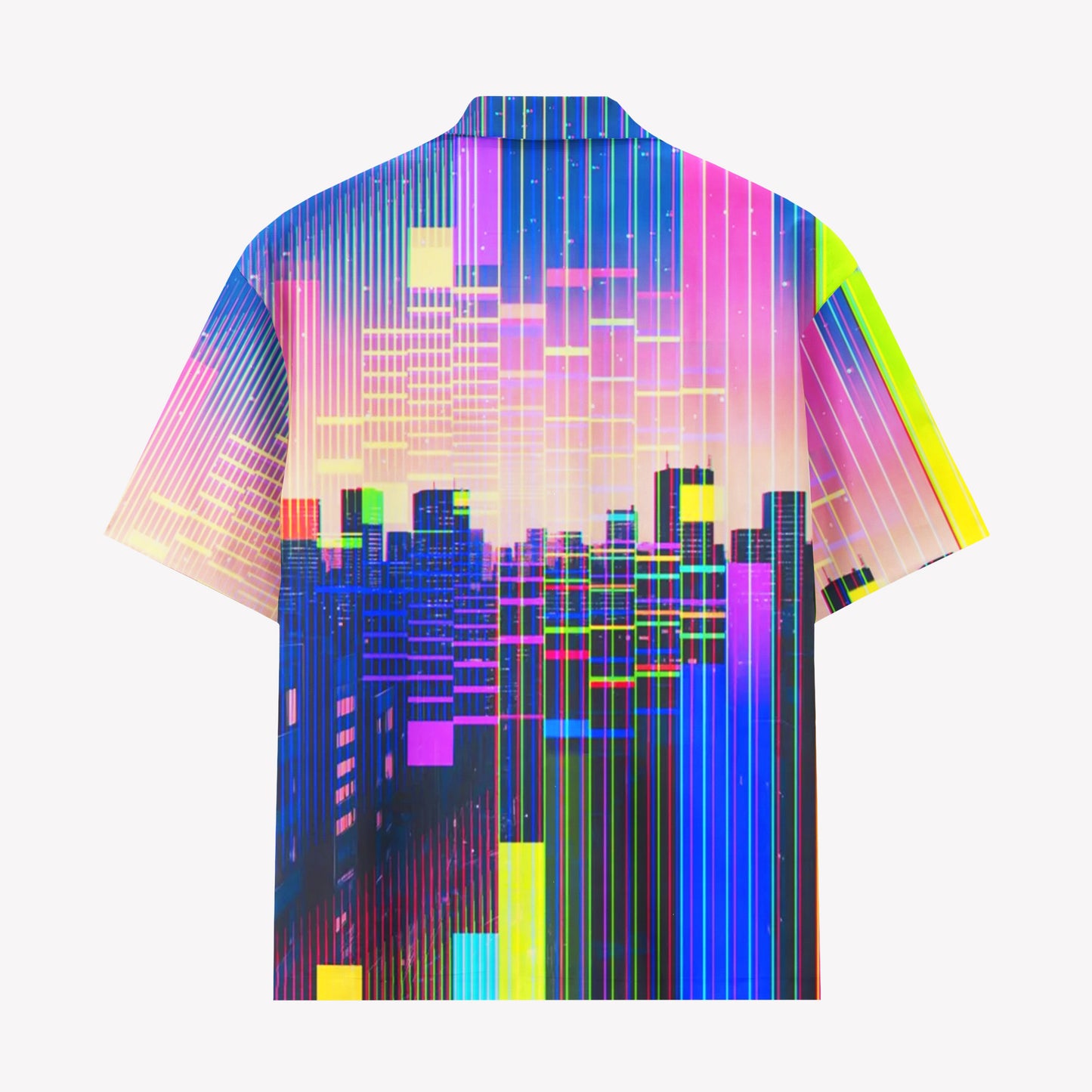 Neon Cyberpunk City Hawaiian Shirt & Shorts Set