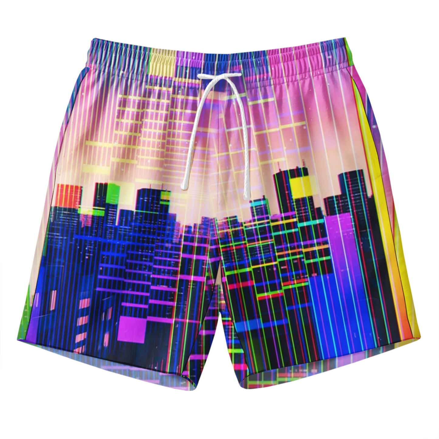 Neon Cyberpunk City Hawaiian Shirt & Shorts Set
