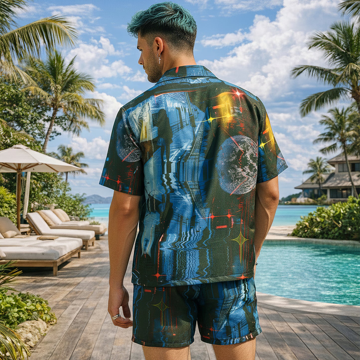 Neon Midnight Rift Shirts & Shorts Set