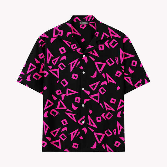 Neon Pink Geometric Hawaiian Shirt