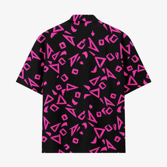 Neon Pink Geometric Hawaiian Shirt