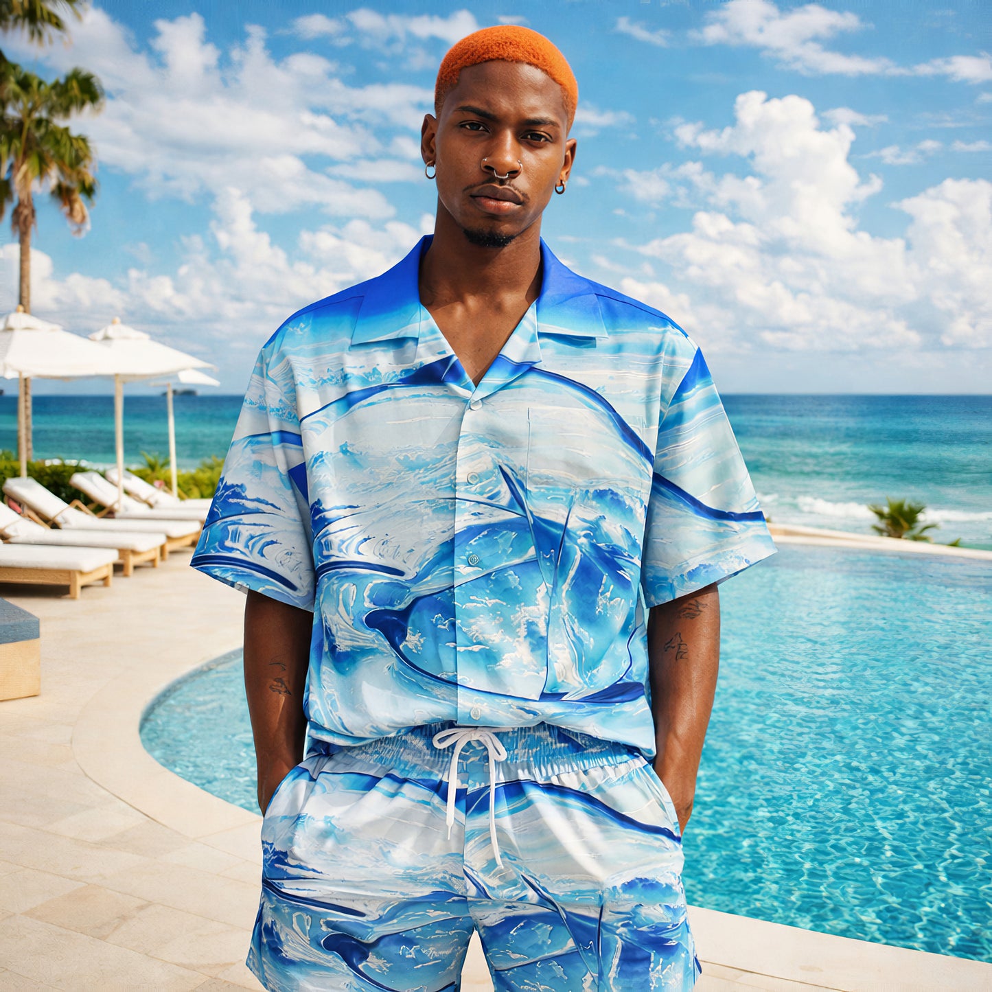 Neon Skywave Drift Shirts & Shorts Set