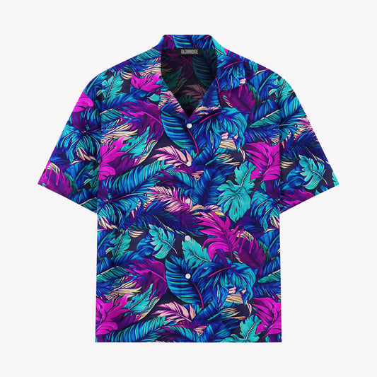 Neon Tropical Leaves Hawaiian Shirt