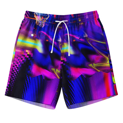 Neon Vaporwave Basketball Hawaiian Shirt & Shorts Set